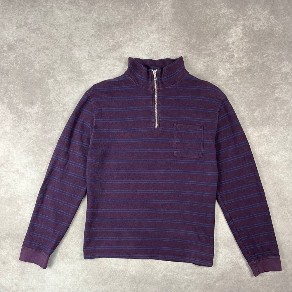 [100]  Très Bien Half Zip Stripe
Sweat Plum & Navy Size L